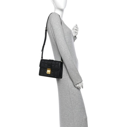 MCM Visetos Small Tracy Shoulder Bag Black
