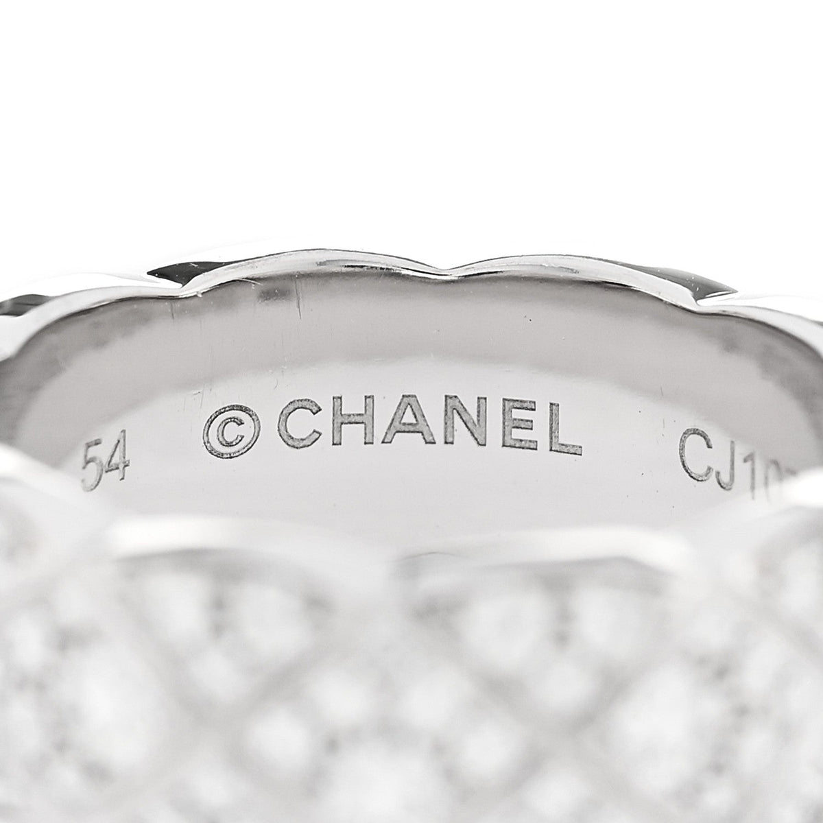 Chanel 18K White Gold Diamond Coco Crush Paved Ring 54