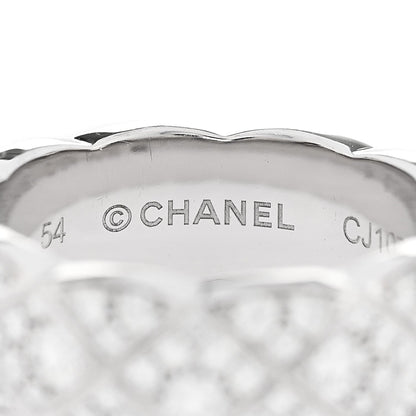 Chanel 18K White Gold Diamond Coco Crush Paved Ring 54