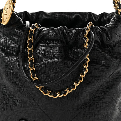 Chanel Shiny Caviar Quilted Monochrome Mini Chanel 22 Black