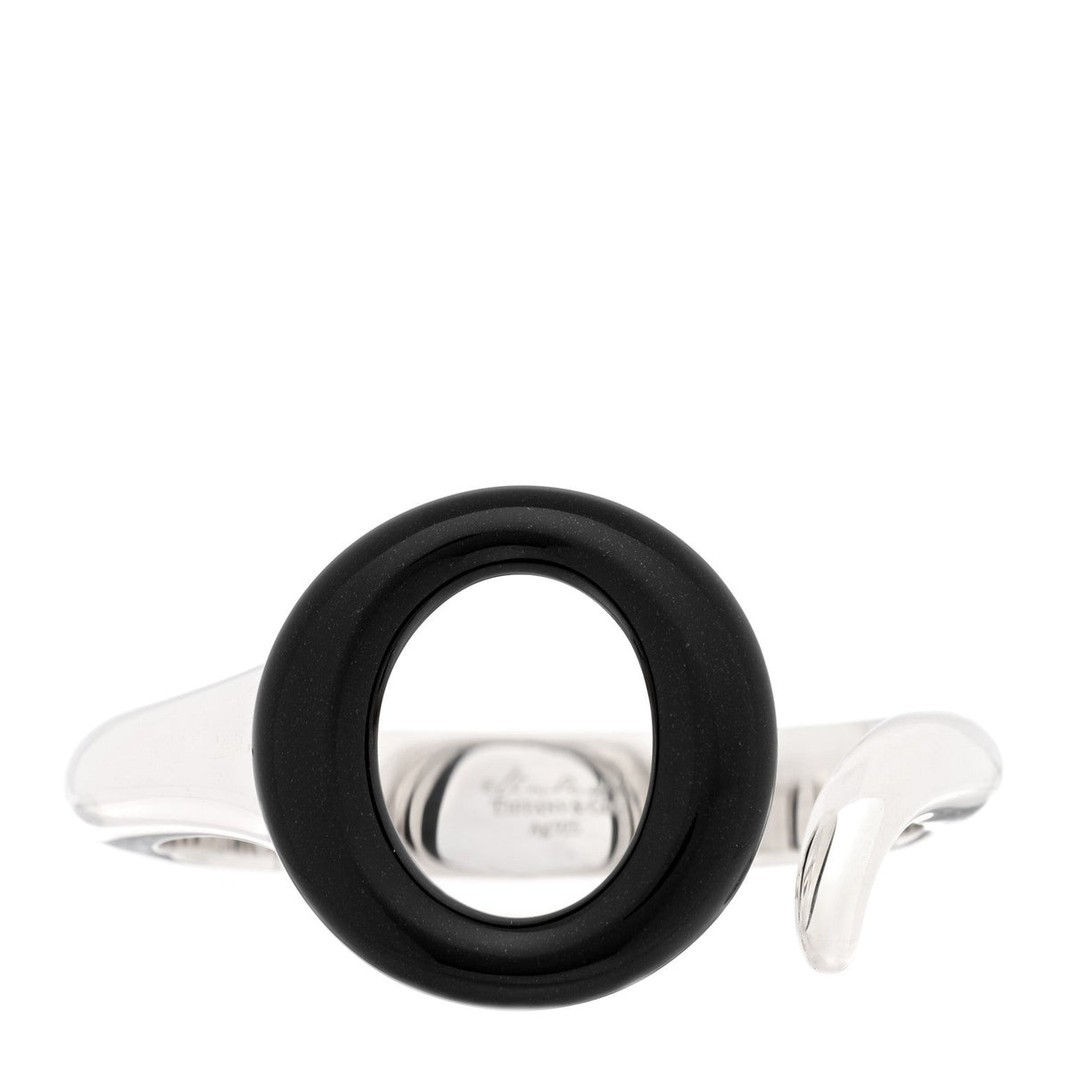 Tiffany Sterling Silver Black Jade Elsa Peretti Sevillana Cuff Bracelet
