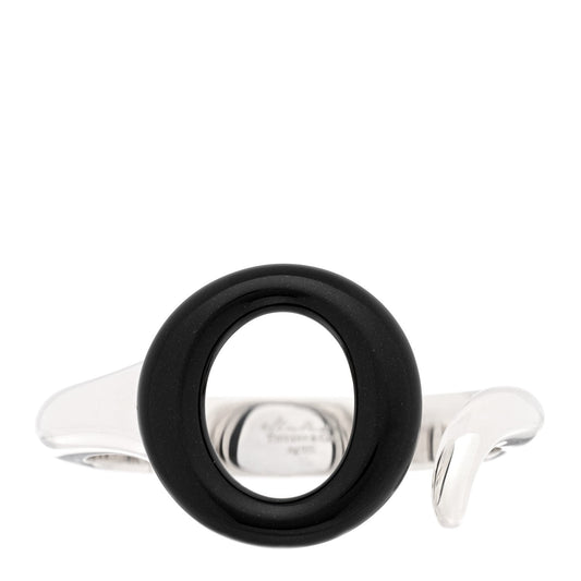 Tiffany Sterling Silver Black Jade Elsa Peretti Sevillana Cuff Bracelet