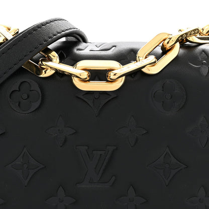 Louis Vuitton Lambskin Embossed Monogram Pochette Coussin Black 1985346