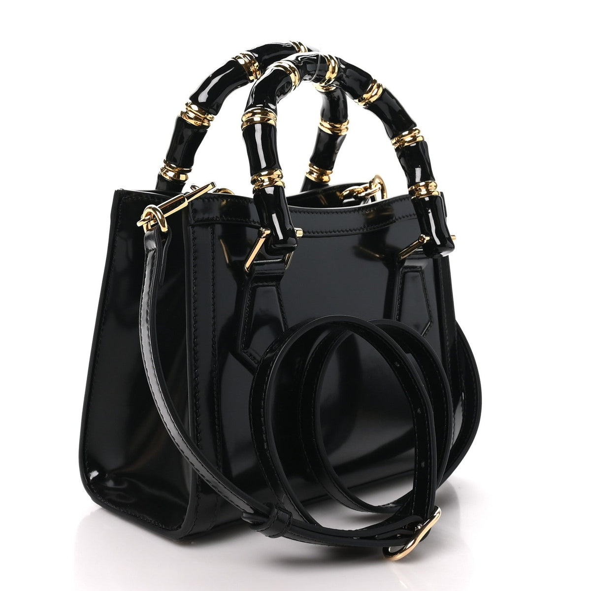 Gucci Polished Calfskin Small Diana Tote Bag Black