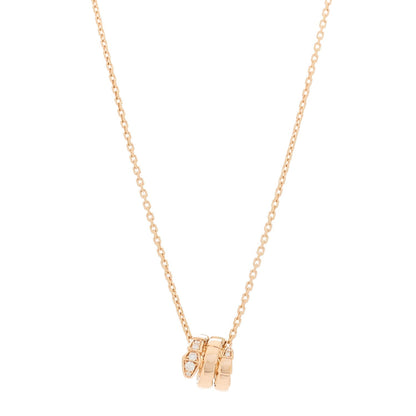 Bulgari 18K Rose Gold Diamond Serpenti Viper Demi Pave Pendant Necklace