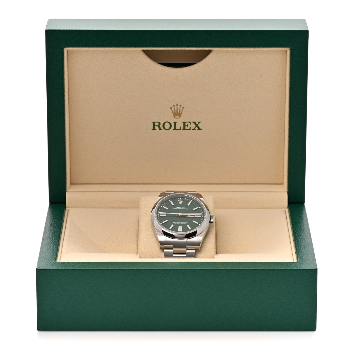 Rolex Stainless Steel 41mm Oyster Perpetual Watch Green 124300