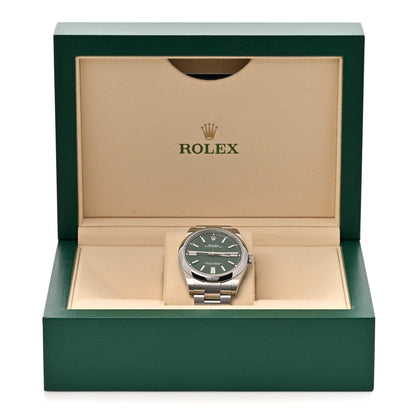 Rolex Stainless Steel 41mm Oyster Perpetual Watch Green 124300