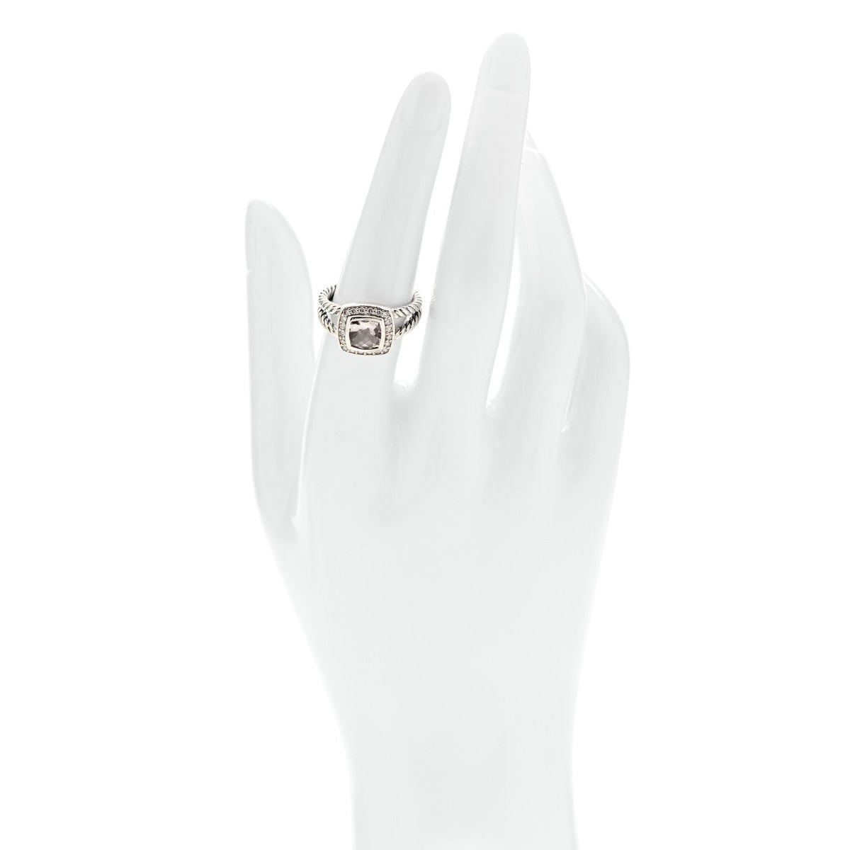 Sterling Silver Diamond Morganite 7mm Petite Albion Ring 54 7