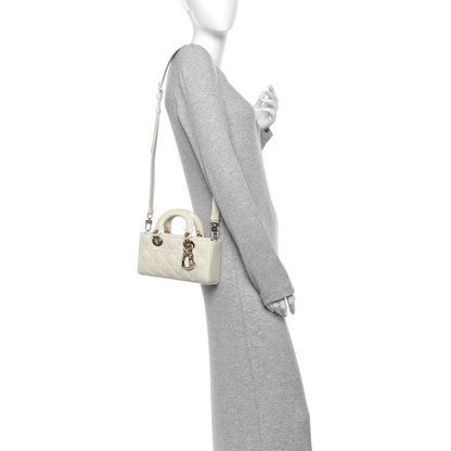 Christian Dior Patent Cannage Small Lady D-Joy White