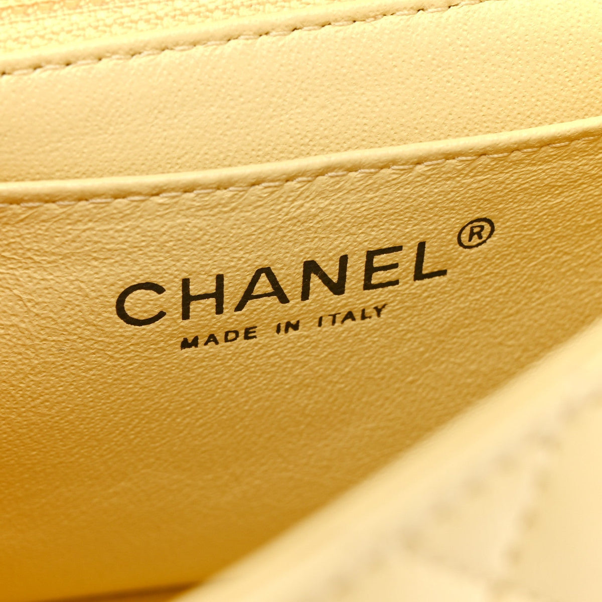 Chanel Lambskin Quilted Mini Square Flap Bag Light Yellow 1871452