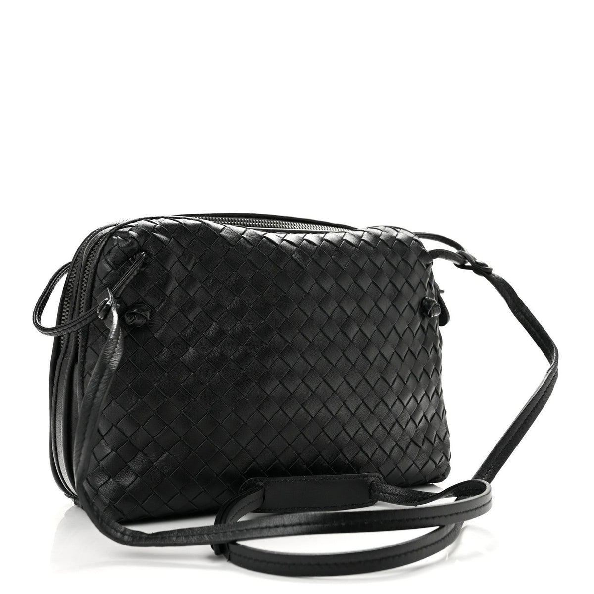 Bottega Veneta Nappa Intrecciato Nodini Crossbody Bag Black