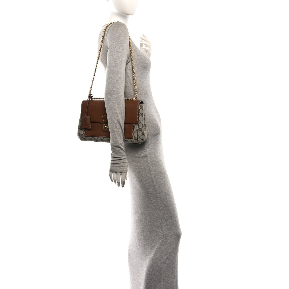 Gucci GG Supreme Calfskin Padlock Shoulder Bag Beige Cuir