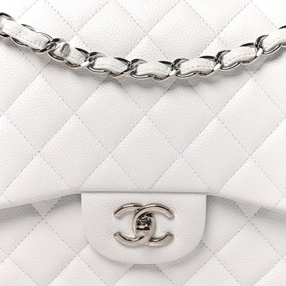 Chanel Caviar Quilted Jumbo Double Flap White