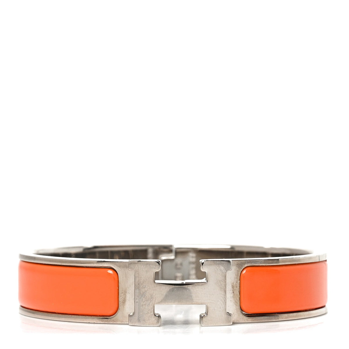 Hermes Enamel Palladium Narrow Clic Clac H Bracelet PM Orange