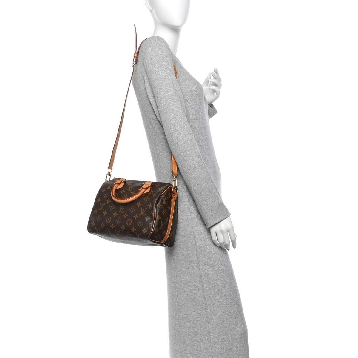 Louis Vuitton Monogram Speedy Bandouliere 25 Brown