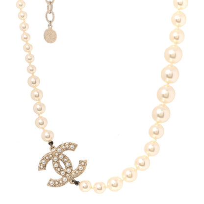 Chanel Pearl CC 100th Anniversary Necklace Light Gold