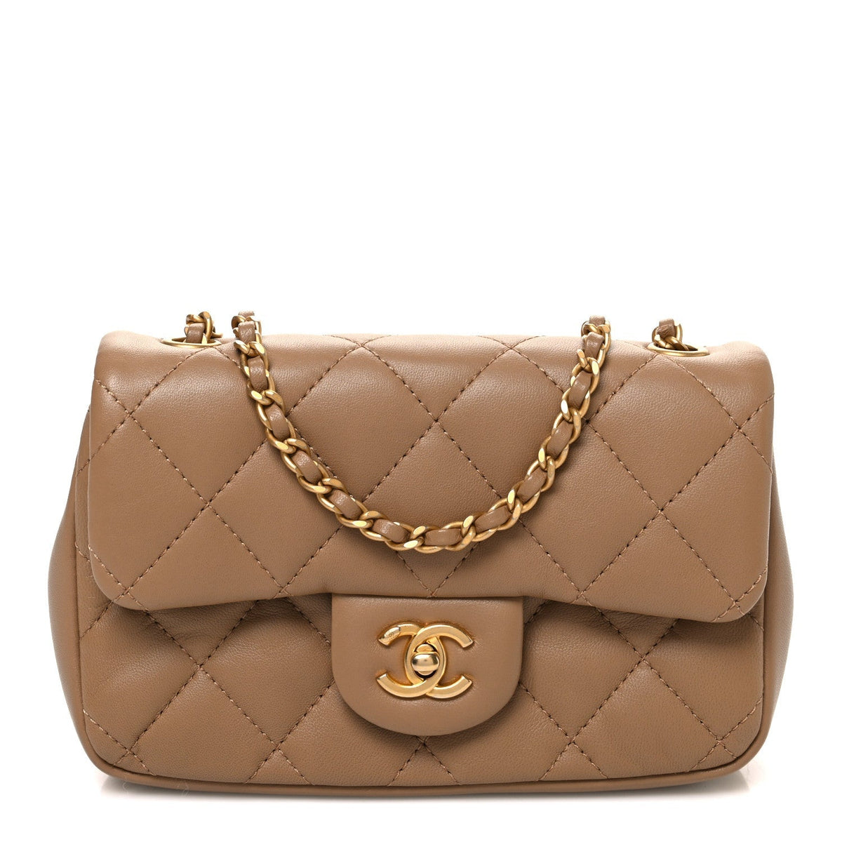Chanel Lambskin Quilted Mini Heart Charms Flap Beige 1908674