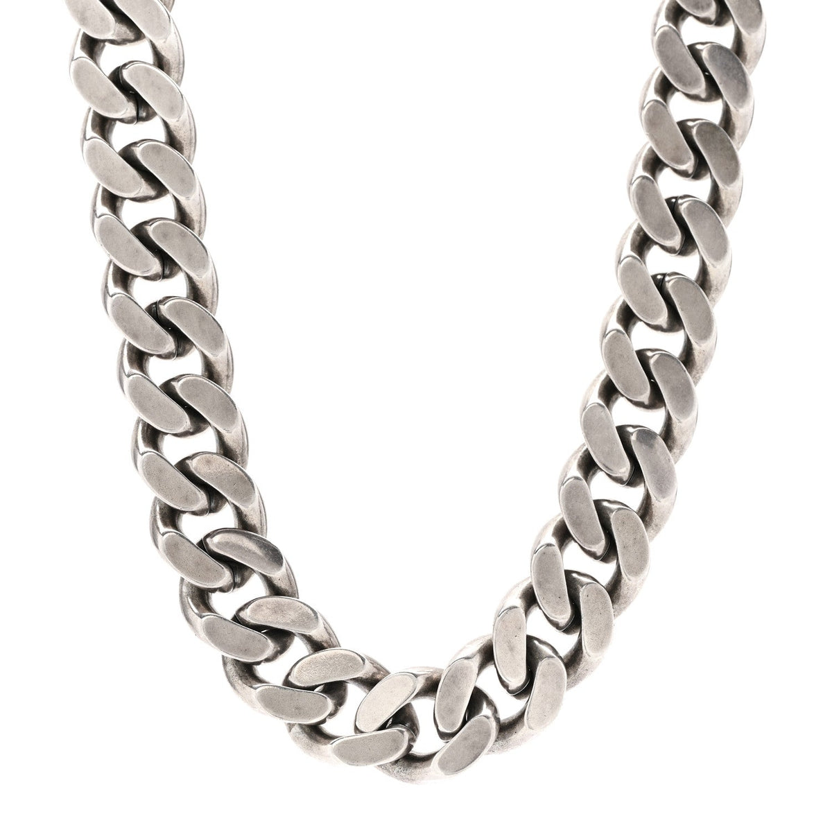 Saint Laurent Metal Curb Chain Necklace Oxidized Silver