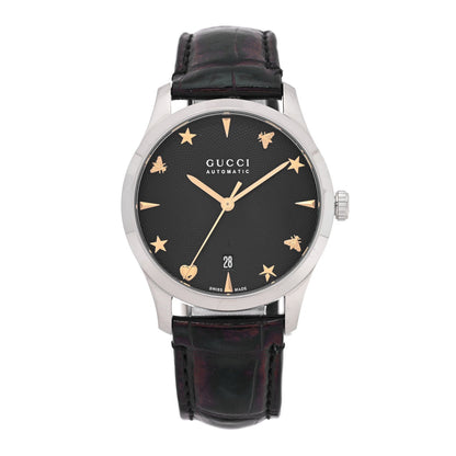 Gucci Stainless Steel Alligator 38mm G-Timeless Charm Watch Black