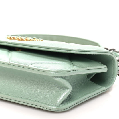 Chanel Lambskin Quilted 19 Flap Phone Holder With Chain Green 1986333