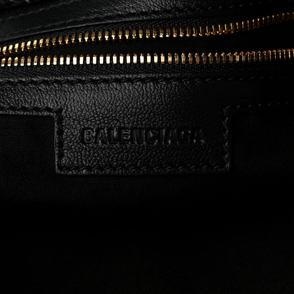 Balenciaga Calfskin Crocodile Embossed Gold Hardware Le City Black