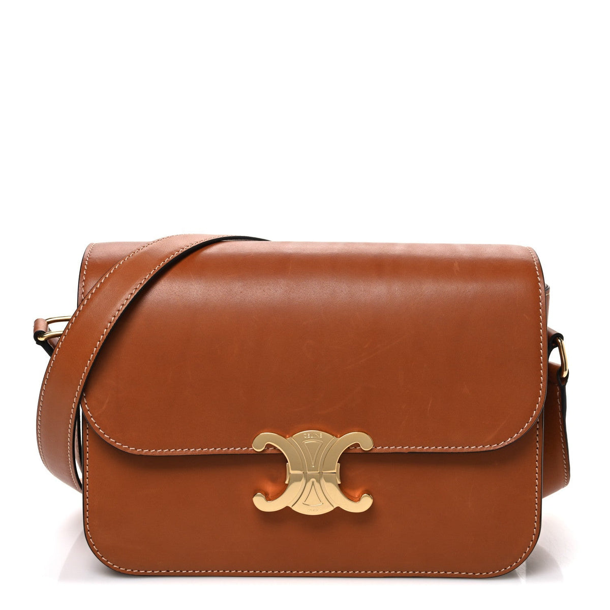 Celine Natural Calfskin Medium Triomphe Bag Tan