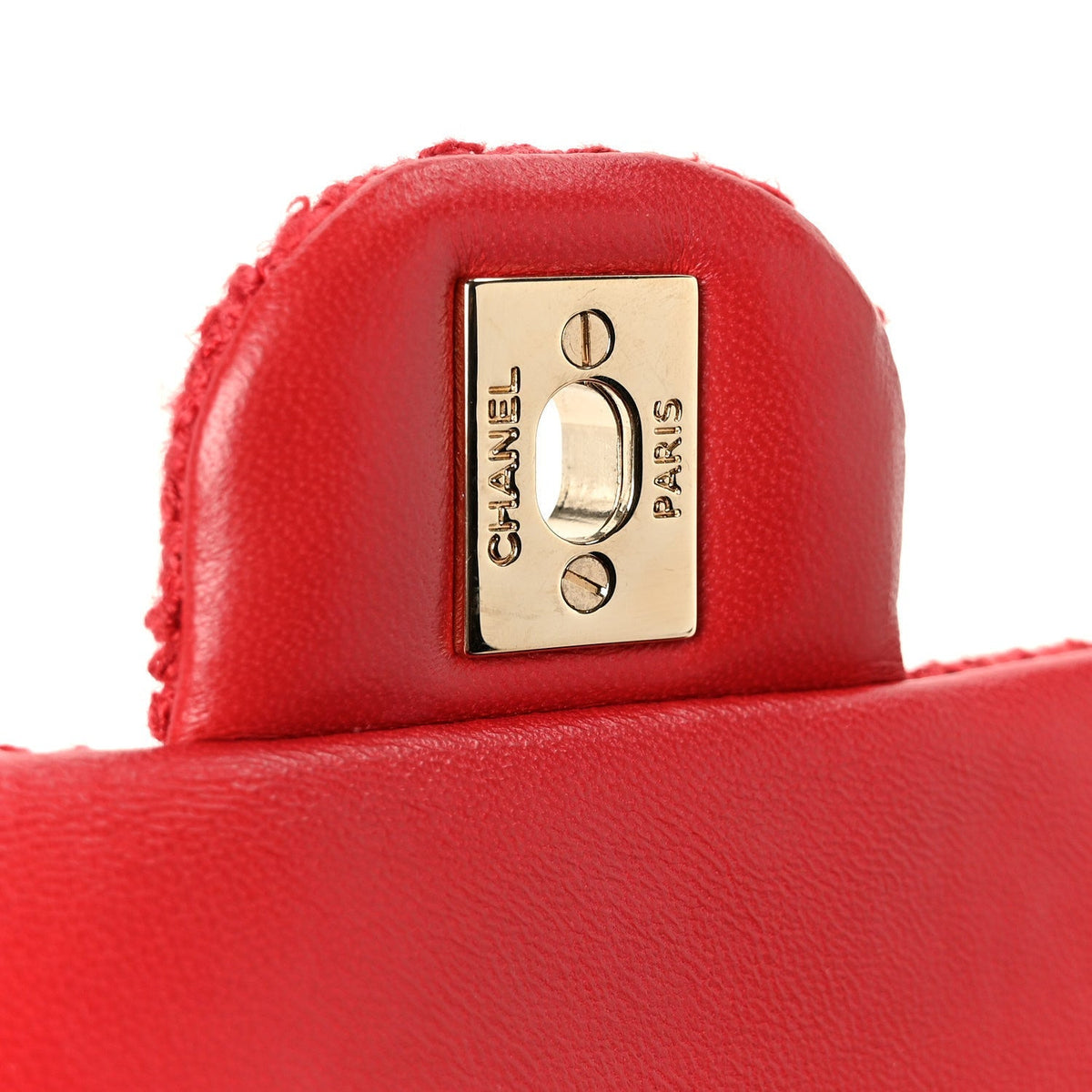 Chanel Tweed Quilted Mini Rectangular Flap Red