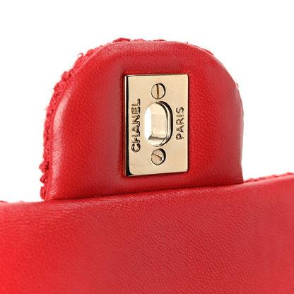 Chanel Tweed Quilted Mini Rectangular Flap Red