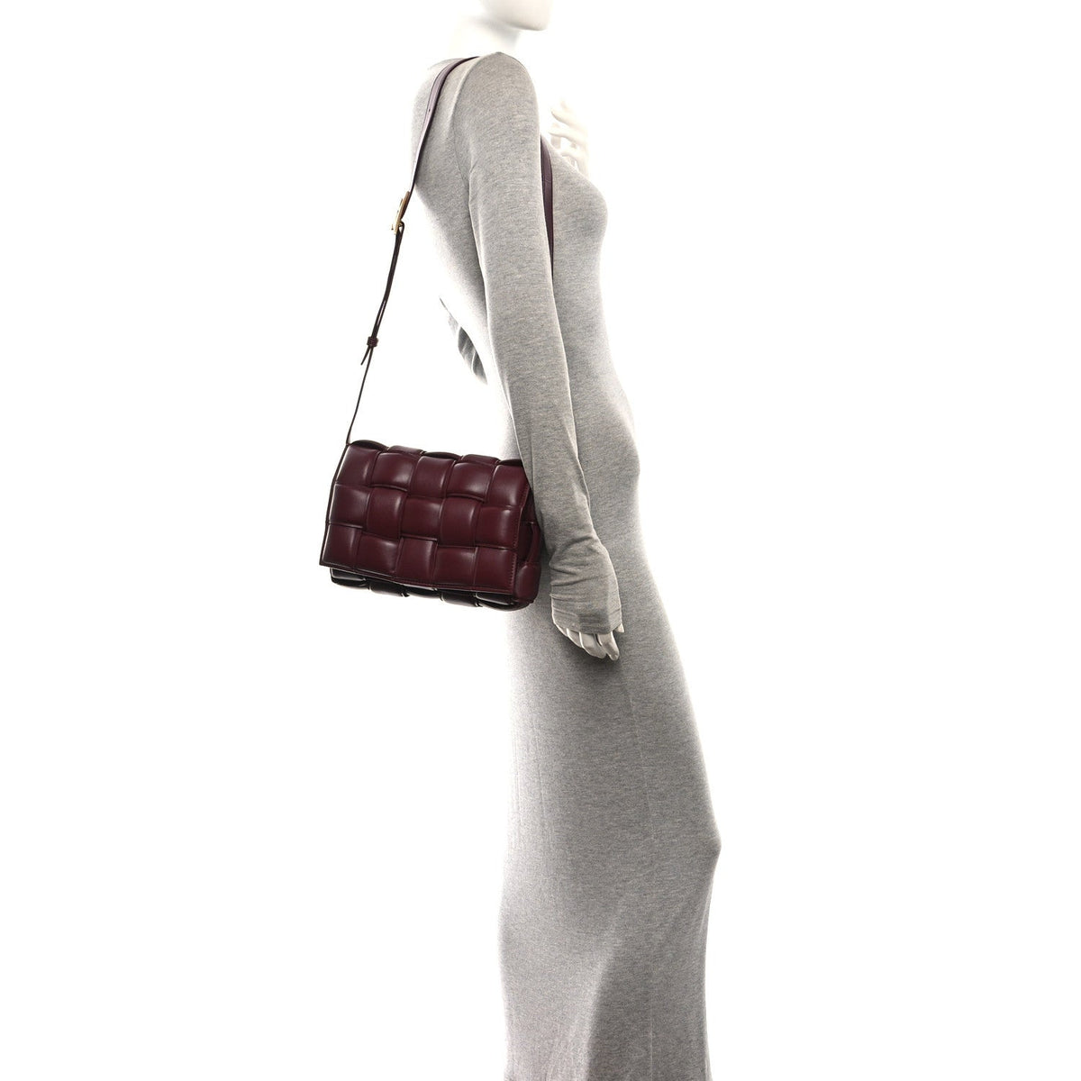 Bottega Veneta Nappa Maxi Intreccio Padded Cassette Crossbody Bag Dark Red