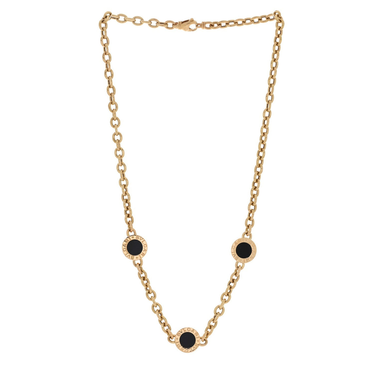 Bulgari 18K Yellow Gold Onyx BVLGARI BVLGARI Station Necklace