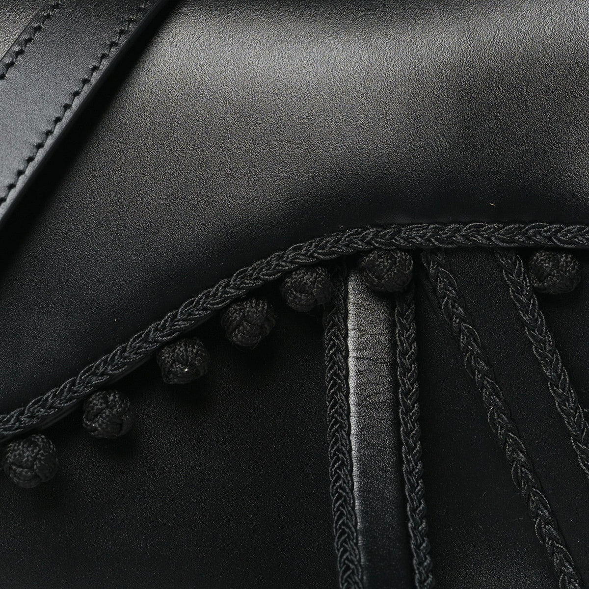 Christian Dior Calfskin Pom Pom Saddle Bag Black