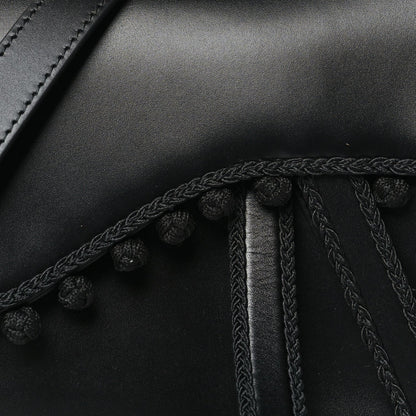Christian Dior Calfskin Pom Pom Saddle Bag Black