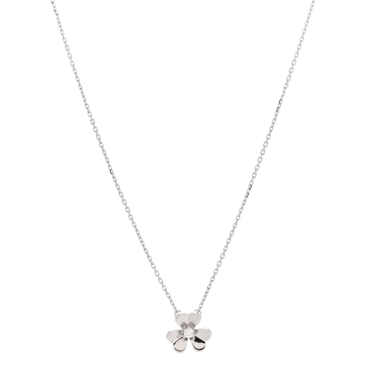 Van Cleef & Arpels 18K White Gold Diamond Mini Frivole Pendant Necklace
