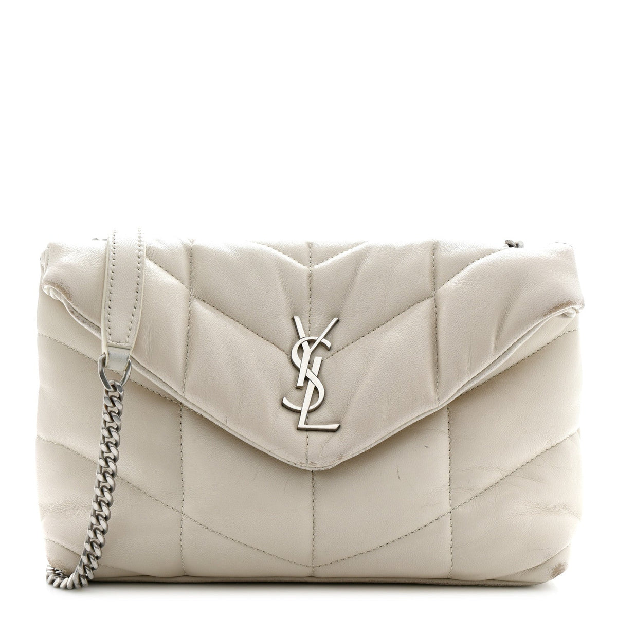 Saint Laurent Lambskin Toy Loulou Puffer Satchel Crema Soft