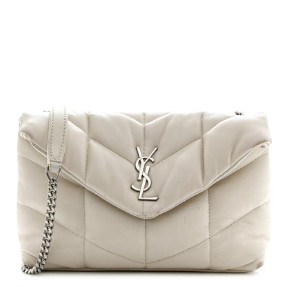 Saint Laurent Lambskin Toy Loulou Puffer Satchel Crema Soft