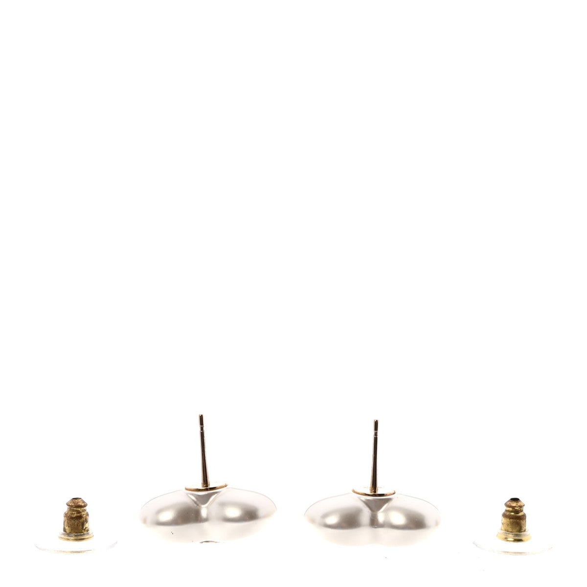 Chanel Pearl Crystal CC Heart Earrings Gold