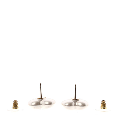 Chanel Pearl Crystal CC Heart Earrings Gold