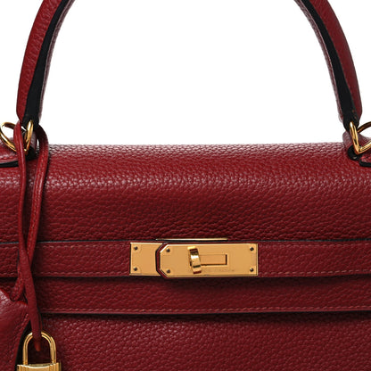 Hermes Taurillon Clemence Retourne Kelly 35 Rouge Garance