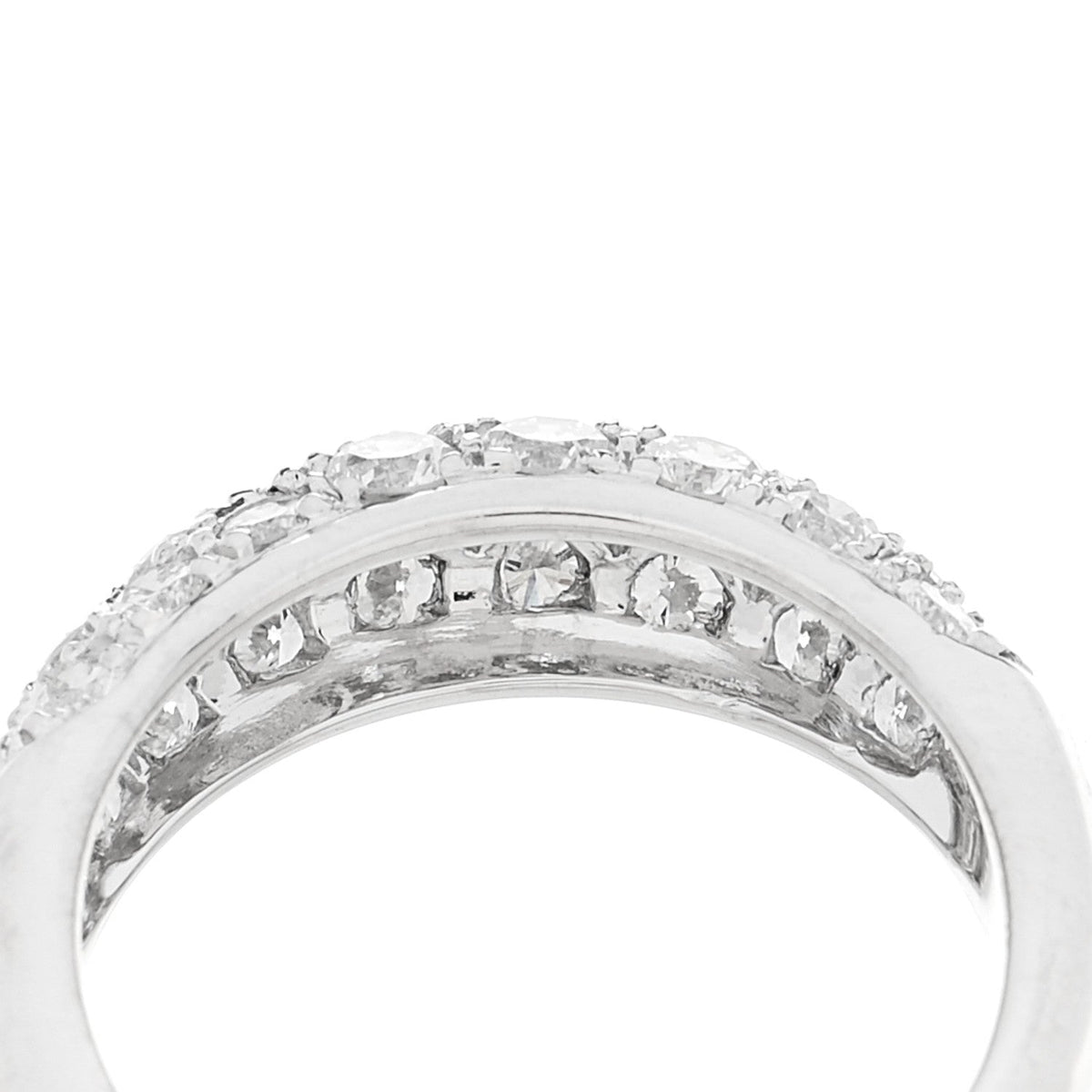 Platinum Diamond 1.18ctw Three Row Dome Band Ring 6