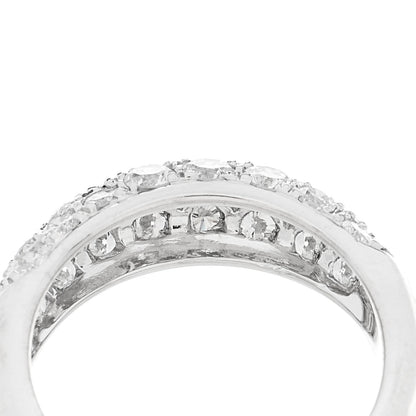 Platinum Diamond 1.18ctw Three Row Dome Band Ring 6