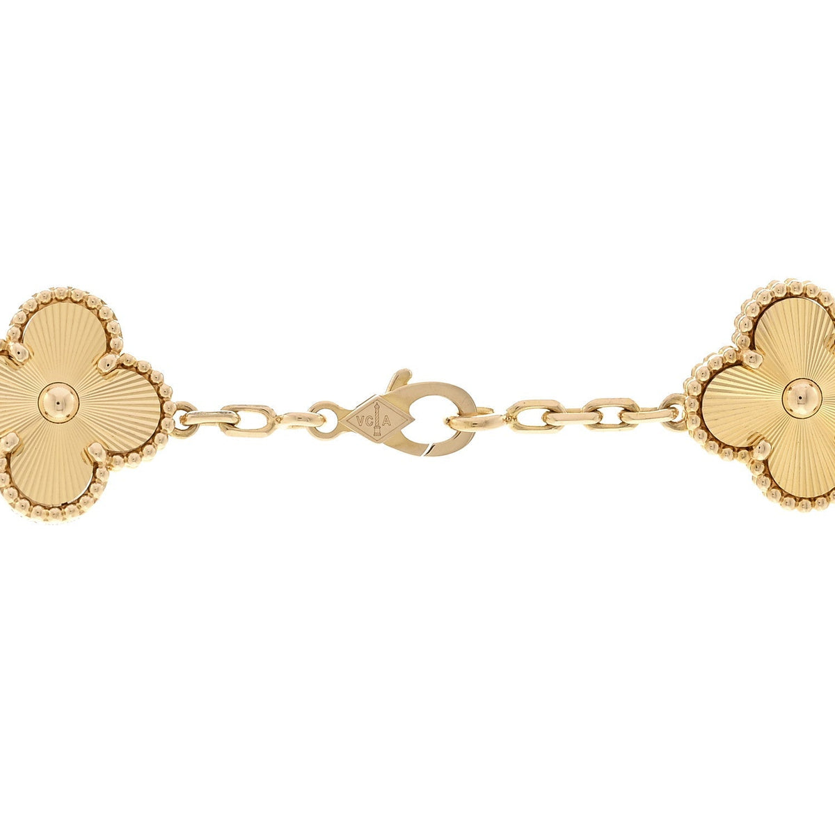 Van Cleef & Arpels 18K Yellow Gold 10 Motifs Guilloche Vintage Alhambra Necklace
