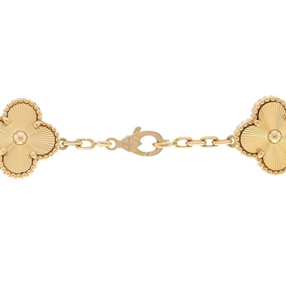 Van Cleef & Arpels 18K Yellow Gold 10 Motifs Guilloche Vintage Alhambra Necklace