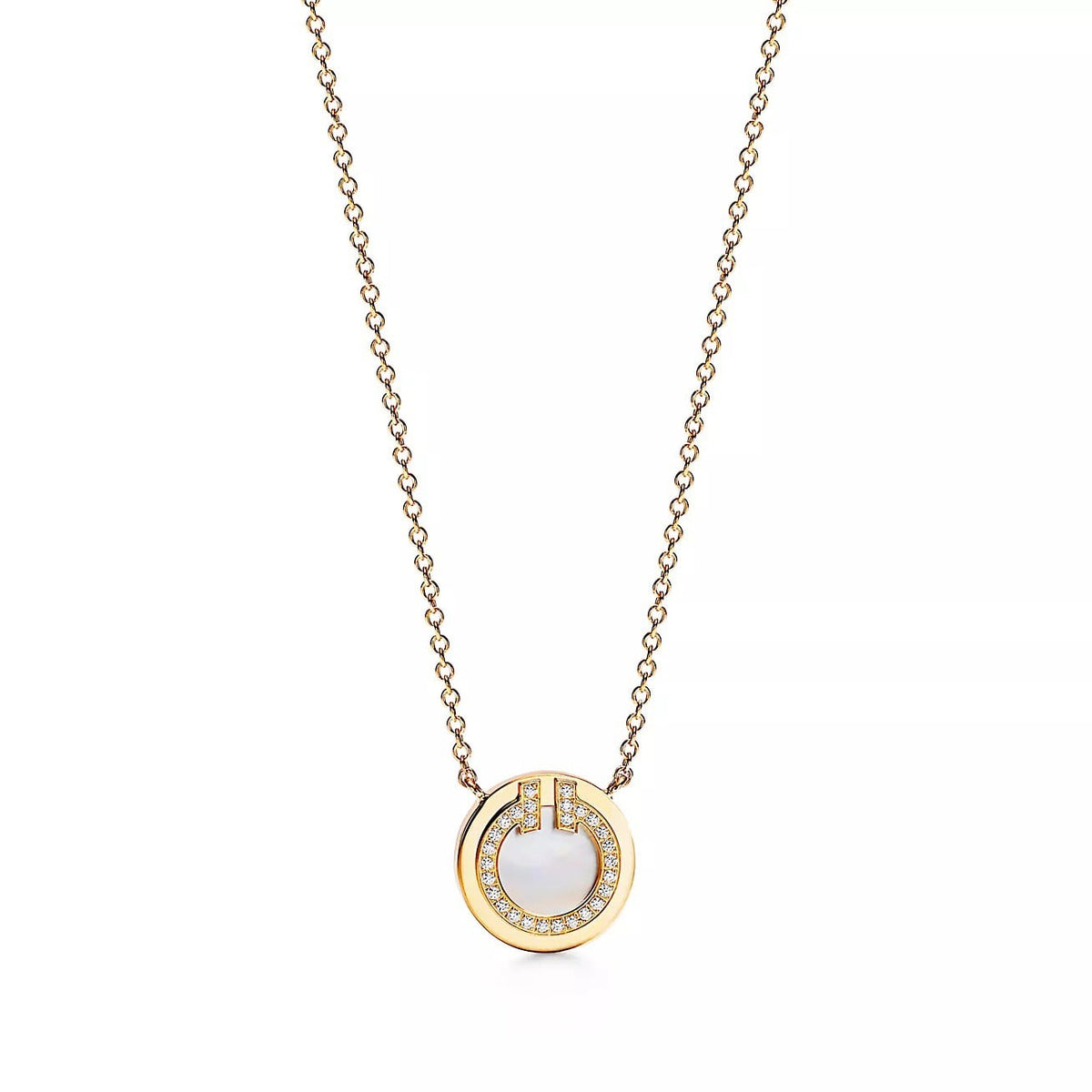 18K Gold Diamond Tiffany T Pendant