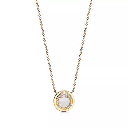 18K Gold Diamond Tiffany T Pendant