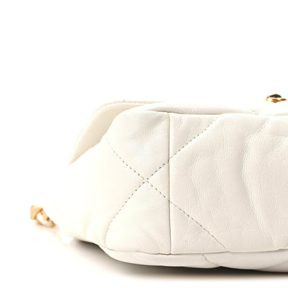 Chanel Goatskin Quilted Medium 19 Flap Bag White