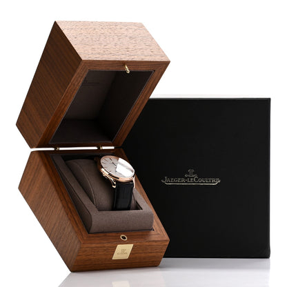 Jaeger-LeCoultre 18K Rose Gold Alligator 39mm Master Ultra Thin Moon Watch Ivory Q1362511