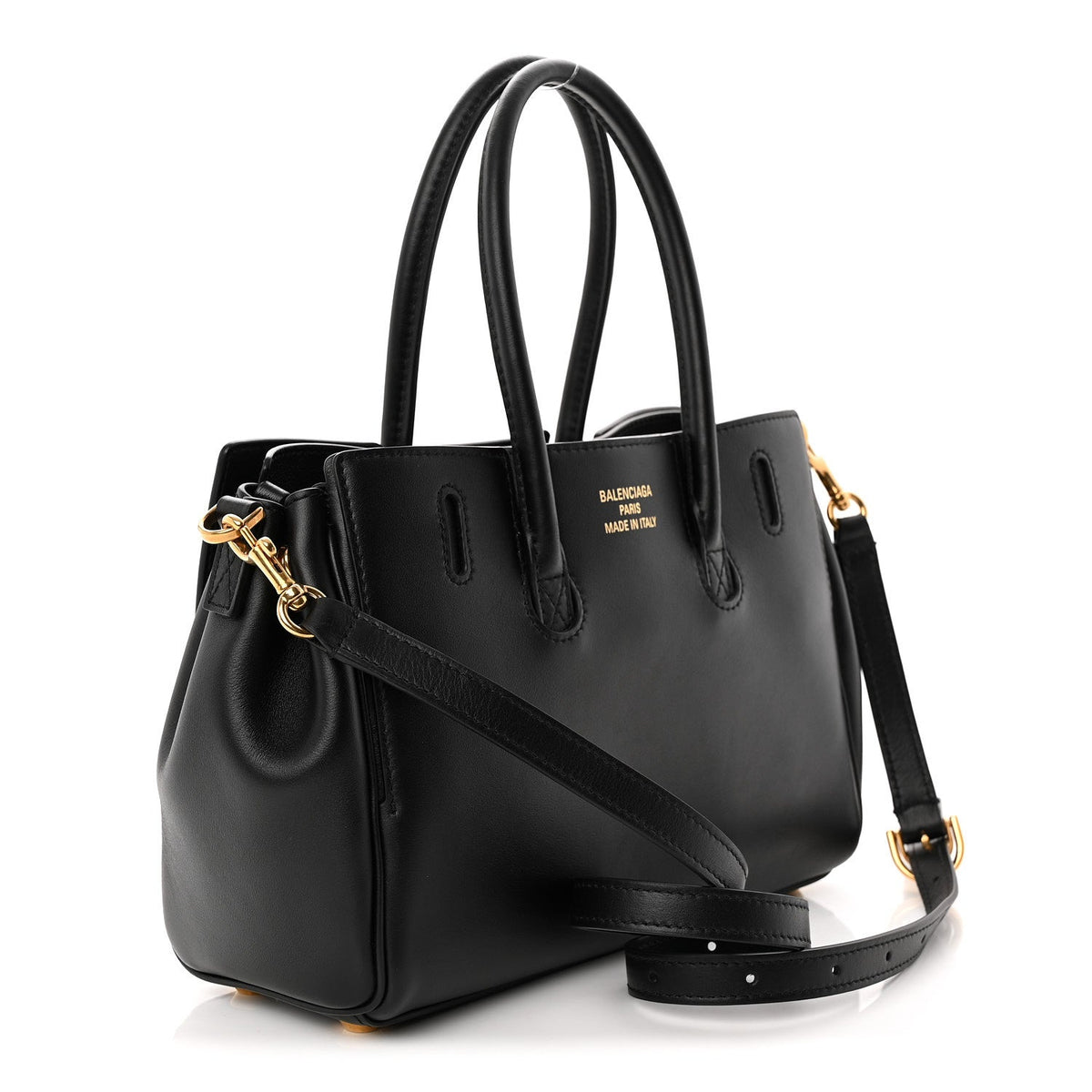 Balenciaga Smooth Calfskin Mini Bel Air Carry All Bag Black