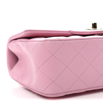 Chanel Lambskin Quilted Mini Top Handle Rectangular Flap Pink 1828381
