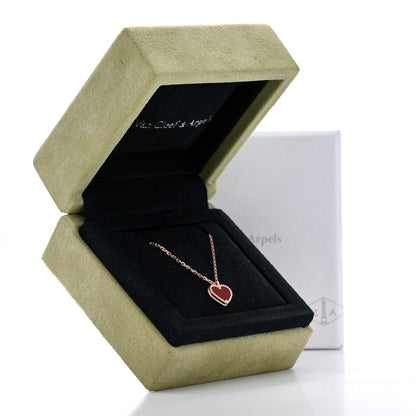 Van Cleef & Arpels 18K Rose Gold Carnelian Sweet Alhambra Heart Pendant Necklace