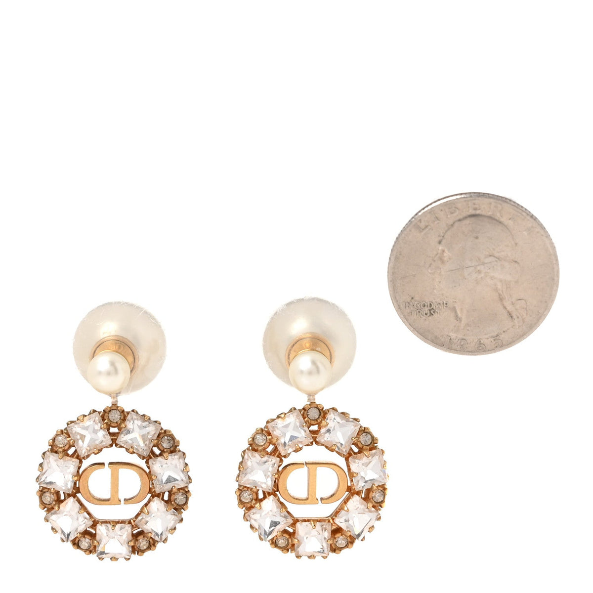 Gold Pearl Crystal Christian Dior Tribales Earrings